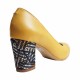 Pantofi eleganti dama, galbeni, din piele naturala box, toc 6 cm - NA87GALBEN