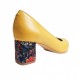 Pantofi eleganti dama, galben, din piele naturala box, toc 6 cm - NA87G