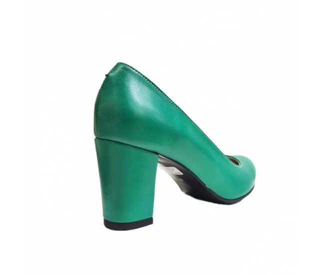 Pantofi eleganti dama, verzi, din piele naturala box, toc 6 cm - NA87V2