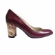 Pantofi eleganti dama, violet, model floral, din piele naturala box, toc 6 cm - NA87VIS