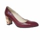Pantofi eleganti dama, violet, model floral, din piele naturala box, toc 6 cm - NA87VIS