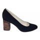 Pantofi eleganti dama negri din piele intoarsa toc aramiu 7cm - NA97N