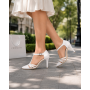 Pantofi dama albi eleganti, decupati din piele naturala, toc 9cm NAA11APL