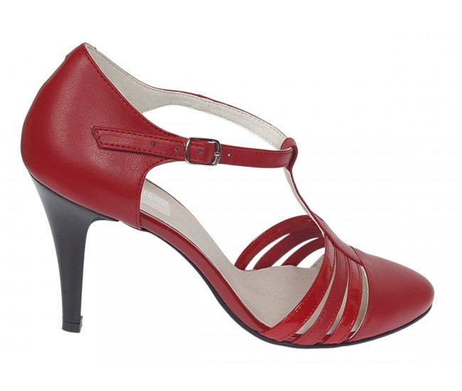 Pantofi dama decupati din piele naturala - Stiletto Rosu NAA11R