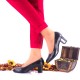 Pantofi dama din piele naturala, negri toc 7cm Hellen - NAA32N
