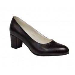 Pantofi dama din piele naturala cu toc de 5cm, Negru NAA32N5