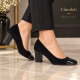 Pantofi dama eleganti din piele intoarsa si piele lacuita negri cu toc 7 cm NAA3NSL