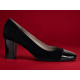 Pantofi dama eleganti din piele intoarsa si piele lacuita negri cu toc 7 cm NAA3NSL