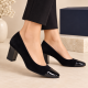 Pantofi dama eleganti din piele intoarsa si piele lacuita negri cu toc 7 cm NAA3NSL