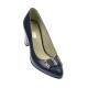 Pantofi dama din piele naturala, bleumarin,  toc 7cm - NAA41BLM