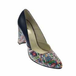 Oferta marimea 37,  38 - Pantofi dama, eleganti, din piele naturala bleumarin cu imprimeu, toc 7 cm - LNAA8BOXCOLOR Oferta marimea 37,  38 - Pantofi dama, eleganti, din piele naturala bleumarin cu imprimeu, toc 7 cm - LNAA8BOXCOLOR