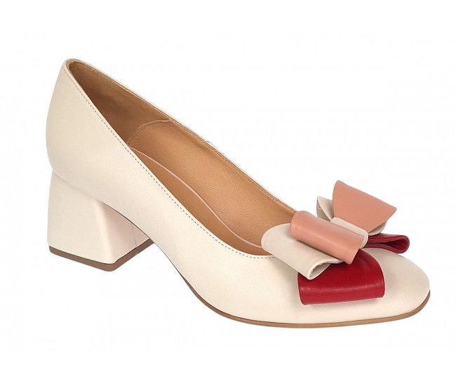Pantofi dama office din piele naturala bleu - NAB1BEJ