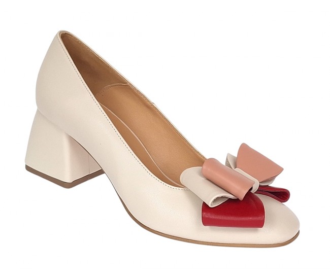 Pantofi dama office din piele naturala bleu - NAB1BEJ