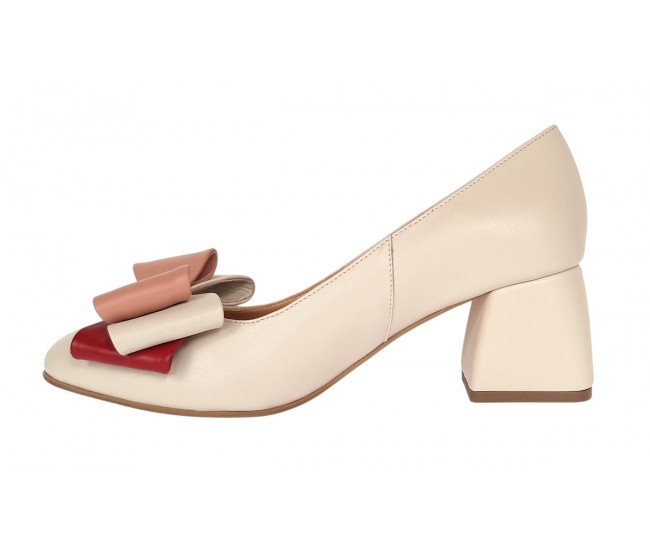 Pantofi dama office din piele naturala bleu - NAB1BEJ