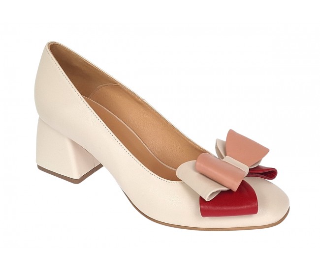 Pantofi dama office din piele naturala bleu - NAB1BEJ