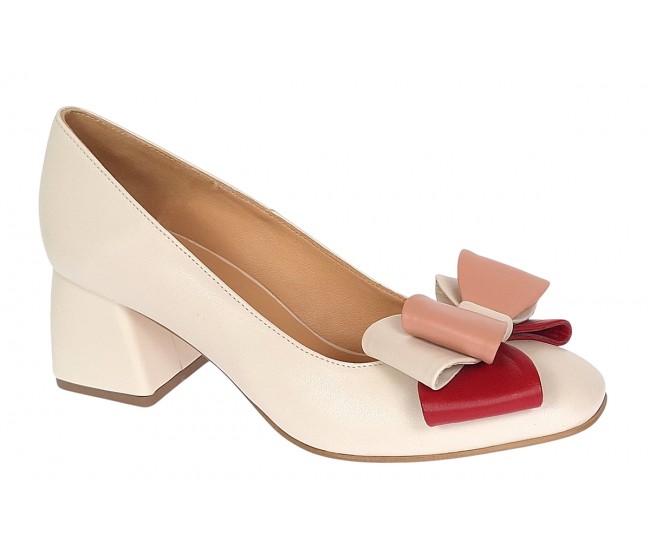 Pantofi dama office din piele naturala bleu - NAB1BEJ