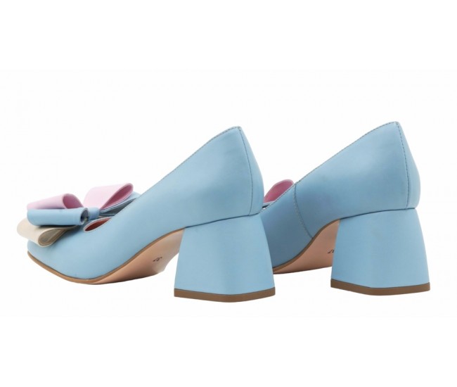 Pantofi dama office din piele naturala bleu - NAB1BLEU
