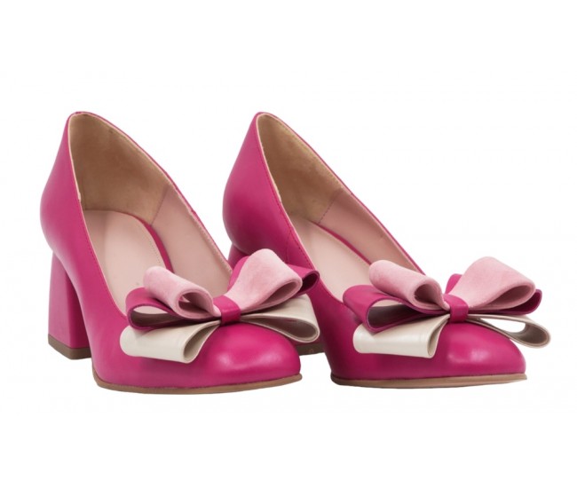 Pantofi dama office din piele naturala fucsia - NAB1FUCSIA