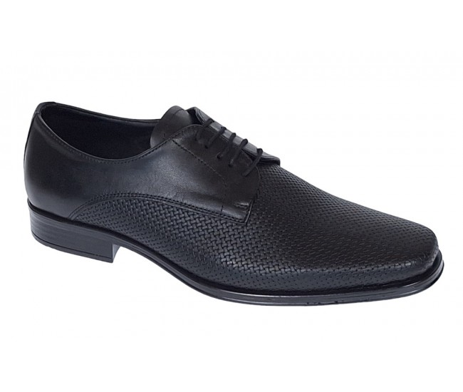 Pantofi barbati eleganti din piele naturala matritata Negru NIK NIC02PRN