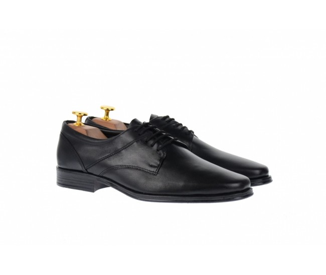 Pantofi barbati eleganti din piele naturala de culoare neagra NIC03NS