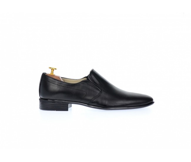 Pantofi barbati eleganti din piele naturala, Negru cu elastic, NIC142NEL