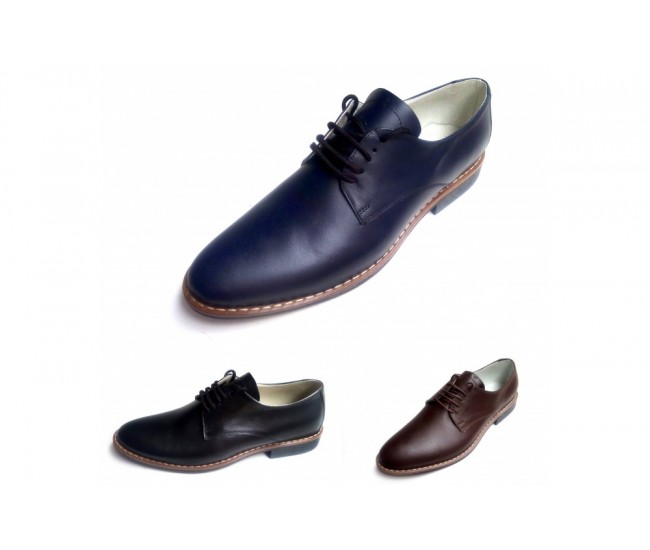 Pantofi barbati casual din piele naturala bleumarin NIC184BLBOX