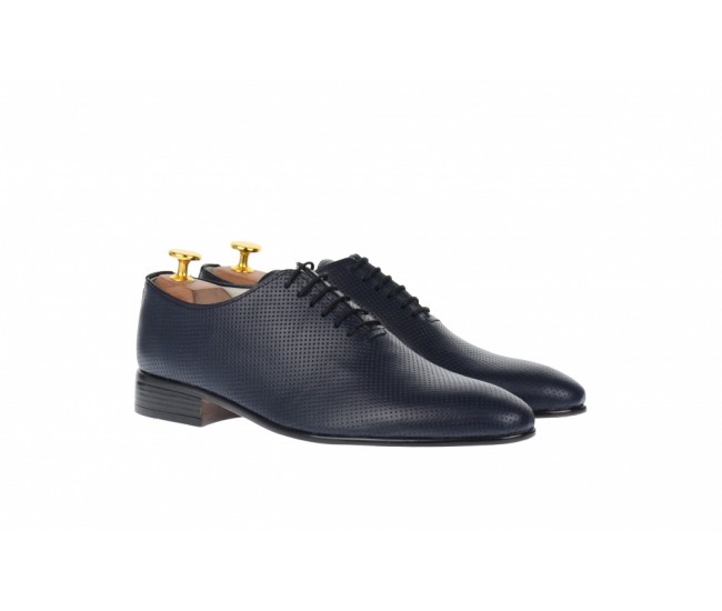 Pantofi barbati eleganti din piele naturala de culoare bleumarin inchis NIC5BLPR