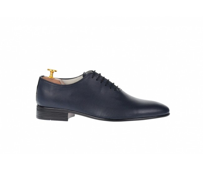 Pantofi barbati eleganti din piele naturala matritata, bleumarin inchis, NIC5BLPR