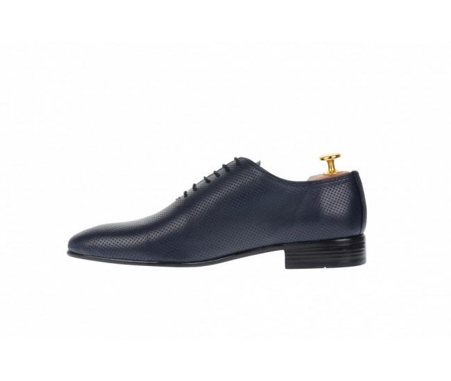 Pantofi barbati eleganti din piele naturala matritata, bleumarin inchis, NIC5BLPR