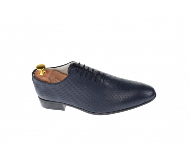 Pantofi barbati eleganti din piele naturala matritata, bleumarin inchis, NIC5BLPR