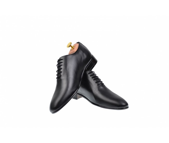 Pantofi barbati eleganti din piele naturala de culoare neagra, NIC5NBOX