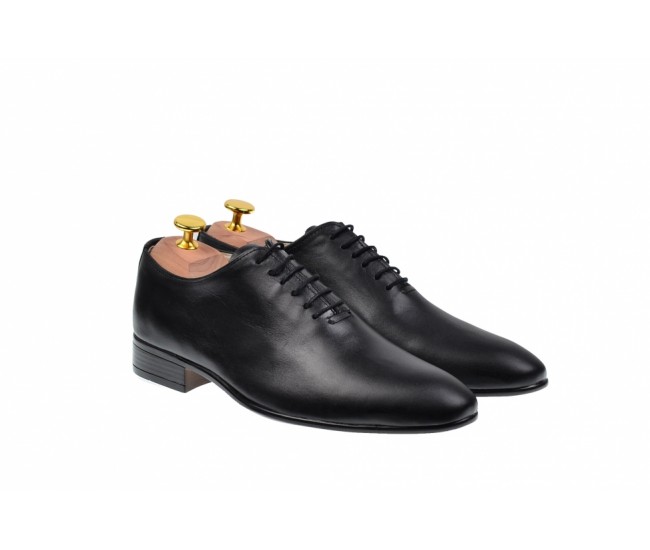 Pantofi barbati eleganti din piele naturala de culoare neagra, NIC5NBOX