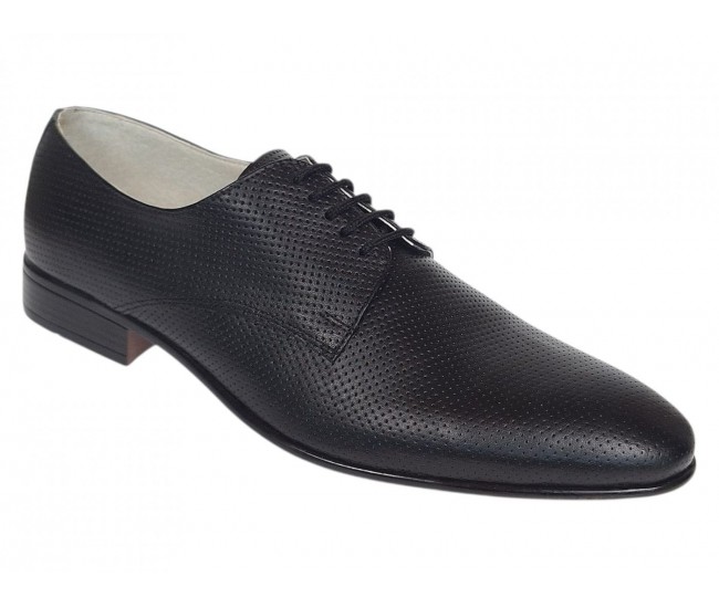 Marimea 44 Pantofi barbati negri eleganti din piele naturala matritata NIC5NBR