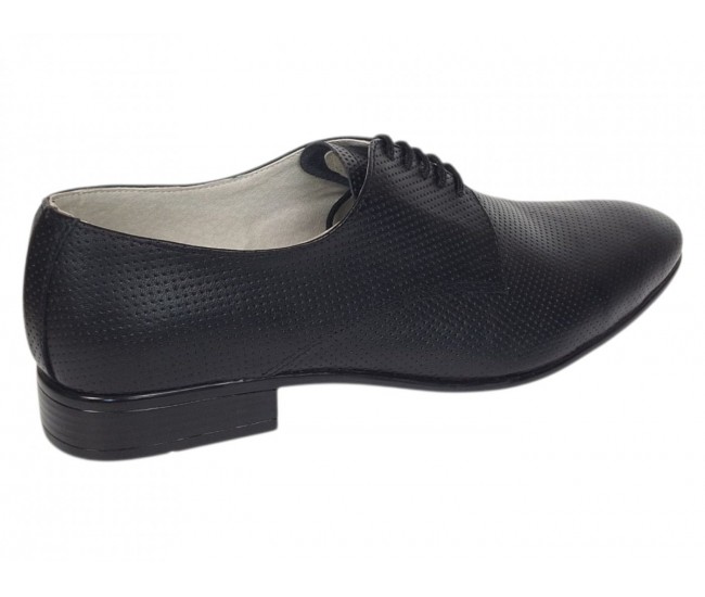 Marimea 44 Pantofi barbati negri eleganti din piele naturala matritata NIC5NBR