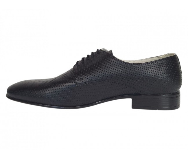 Marimea 44 Pantofi barbati negri eleganti din piele naturala matritata NIC5NBR