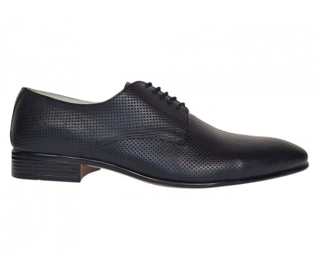 Marimea 44 Pantofi barbati negri eleganti din piele naturala matritata NIC5NBR