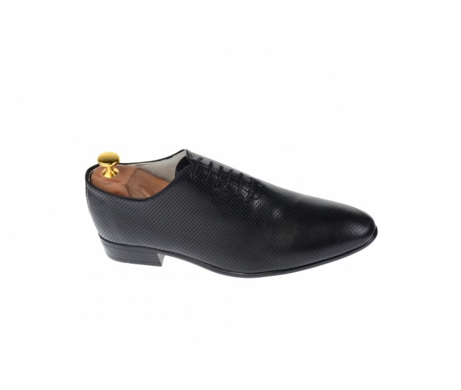 Oferta marimea 38, 44 - Pantofi barbati office, eleganti din piele naturala de culoare neagra LNIC5NPR