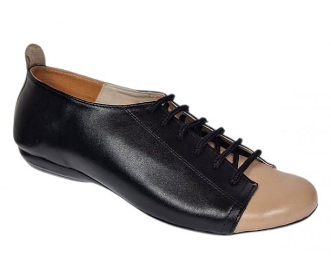 Pantofi dama casual din piele naturala Negru Bej - Emma P09BN