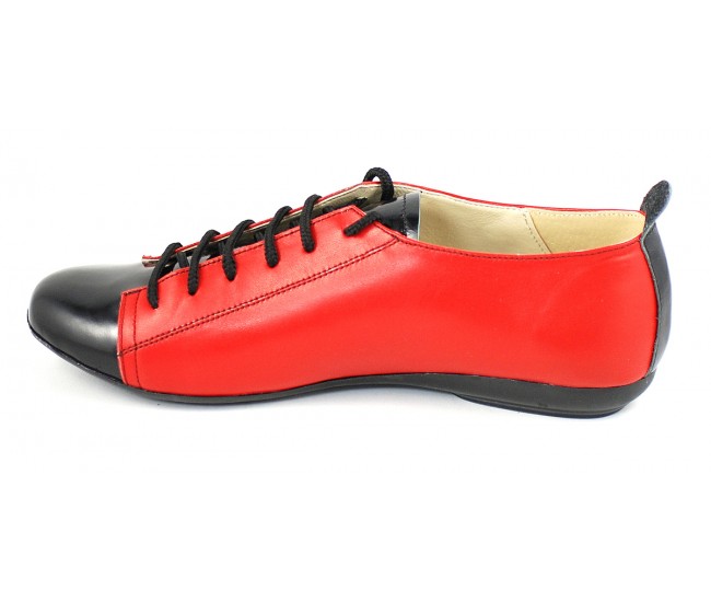 Pantofi dama casual din piele naturala cu varf lacuit - Model Emma Rosu P09RLN