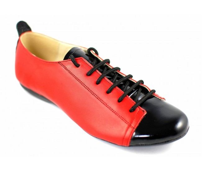 Pantofi dama casual din piele naturala cu varf lacuit - Model Emma Rosu P09RLN