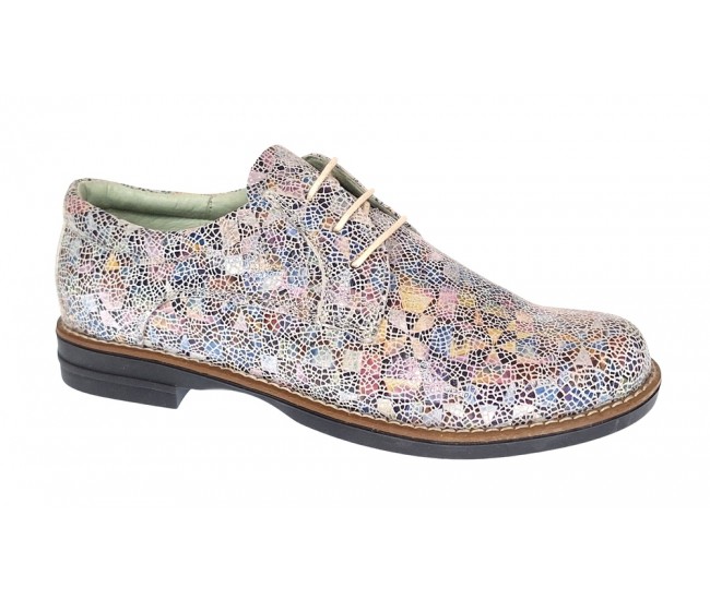 Marimea 35 Pantofi dama casual din piele naturala Mozaic Colorat P102BEJ2