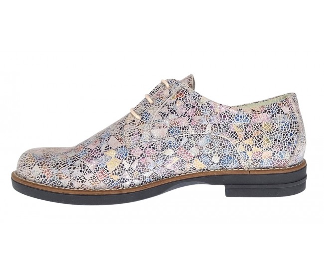 Marimea 35 Pantofi dama casual din piele naturala Mozaic Colorat P102BEJ2