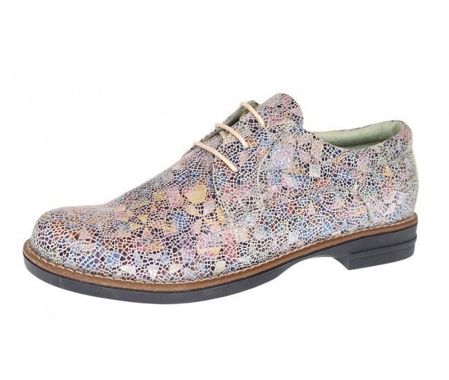 Marimea 35 Pantofi dama casual din piele naturala Mozaic Colorat P102BEJ2