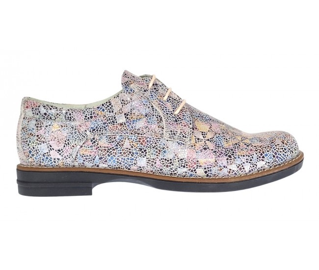Marimea 35 Pantofi dama casual din piele naturala Mozaic Colorat P102BEJ2