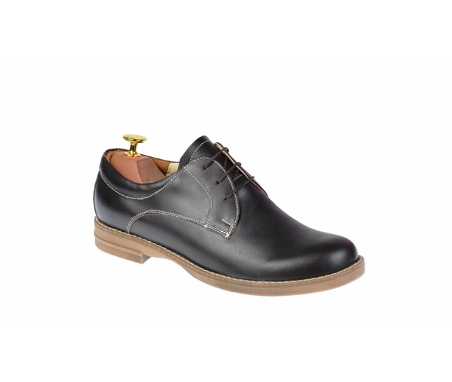 Marimea 35 Pantofi dama casual din piele naturala maro box - P102MBOX