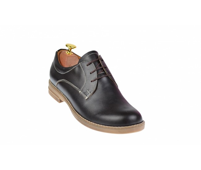 Marimea 35 Pantofi dama casual din piele naturala maro box - P102MBOX