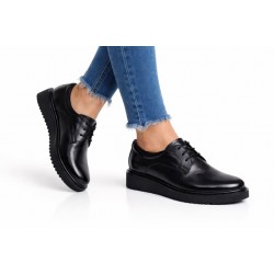 Oferta 35 si 39 -Pantofi dama din piele naturala negri – casual, talpa confort, design modern urban P102N2