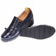 Pantofi dama model casual din piele naturala, in combinatie cu piele lac,  bleumarian, foarte comozi, - P103BLMLAC
