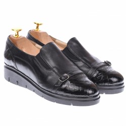   Pantofi dama casual din piele naturala, cu platforme - P103CRN2