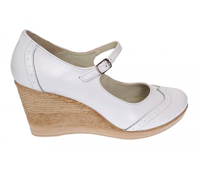 Pantofi dama casual din piele naturala Alb Box - P104ABOX